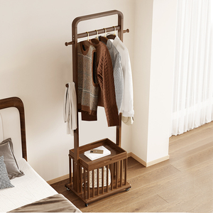实木衣架落地卧室床头柜挂衣架一体小型衣柜侧边转角衣帽架可移动