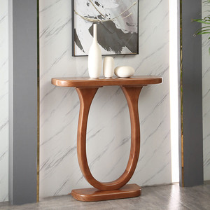 新中式实木玄关桌超窄半圆柜过道入户靠墙装饰小条案几简约端景台