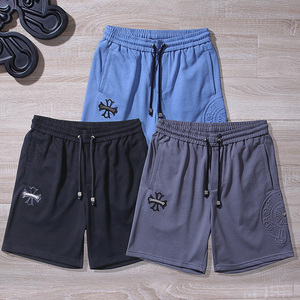 克罗心官网正品十字架短裤男马蹄印潮流直筒休闲抽绳松紧五分裤男