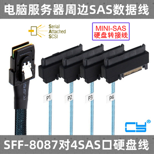 CY 服务器用SFF-8087 SAS线 36P 对4 SATA硬盘 SAS线 29PIN 线 1m