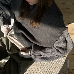 lamps "反穿"羊腿袖立体感毛衣女套头宽松上衣2021年春季新款