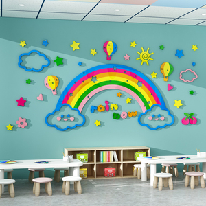 幼儿园大厅环创材料主题墙布置成品教室文化墙贴走廊楼梯墙面装饰