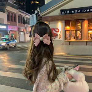 韩国网红新款樱花少女蝴蝶结发夹女百搭后脑勺夹子森系外出头饰品