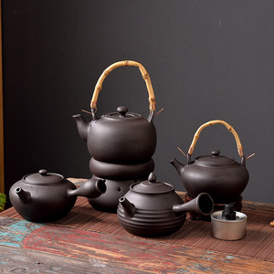 创意个性带把煮茶水壶侧把壶紫砂朱泥功夫茶具烧水酒精围炉壶茶壶