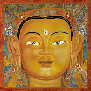 手绘油画装饰画画芯菩萨佛头佛像唐卡密宗挂像招财富贵金佛fz063