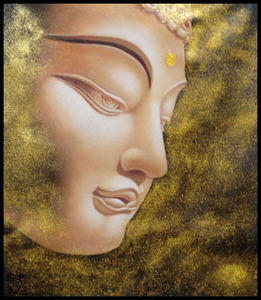 手绘油画装饰画菩萨佛头佛像唐卡密宗挂像招财富贵自性光明fz027