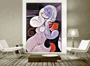 艺微实木有框画无框画壁画瓷砖画毕加索世界名画《扶手椅中裸女》