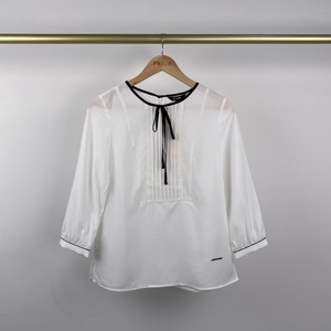 依恋旗下 E系列EEBW923H3C女装韩系七分袖上衣白色衬衫衬衣设计感