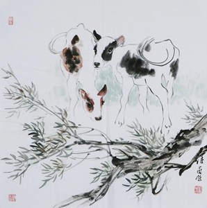 名家 刘继卣 风格【4】写意花鸟 国画 生肖牛 字画 手绘 四尺斗方