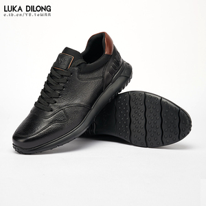 路卡迪龙男装秋冬新品梅花鹿皮黑色系带时尚休闲运动鞋 176202030