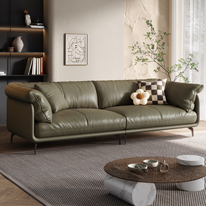卡尔适真皮沙发头层牛皮客厅意式轻奢现代极简高端直排三人位沙发