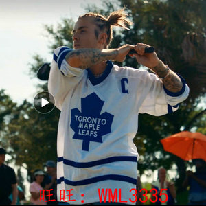 justin bieber jersey贾斯汀比伯同款油工枫叶游骑兵复古冰球衣服