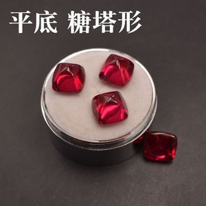 肥正方糖塔形红宝石糖包山戒面裸石平底素面糖塔红宝裸石ruby5号