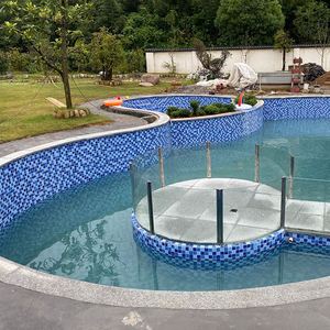 佛山陶瓷玻璃游池马赛地克瓷砖 户外泳水池鱼池 室外蓝色墙面装