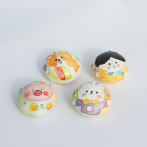 景德镇手工陶瓷濑户烧手绘可爱卡通小动物花卉桌面摆件手作陶泥压