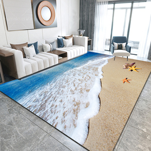 海滩地中海地毯客厅卧室阳台定制茶几毯榻榻米夏天地垫免洗可擦