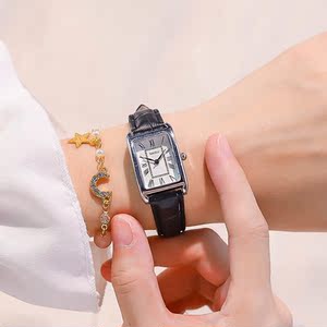ck方形手表女士时尚2022年新款高级感小众简约大气复古皮带罗马表