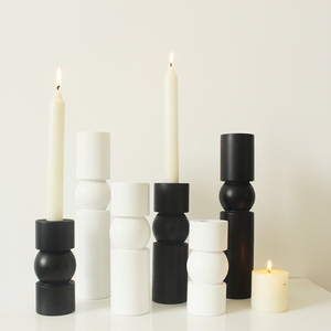 意式极简软装饰品黑白烛台几何摆件香薰蜡烛杯前台玄关走廊工艺品