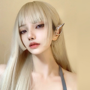 假发女长发公主切直发一刀切全头套式女团lolita白金色网红jk姬发