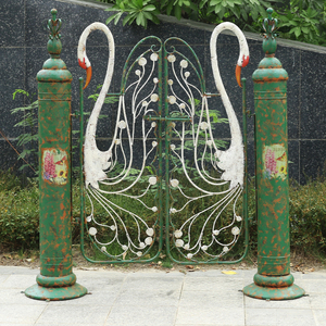 外单复古做旧庭院入户天鹅门别墅花园门户外防锈植物爬藤装饰花架