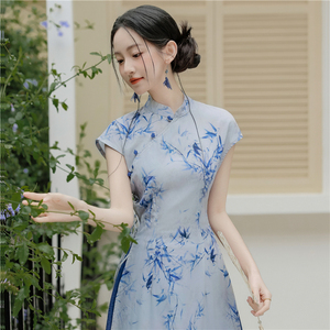 新中式女装中国风青花瓷旗袍改良年轻款少女复古高级感气质连衣裙