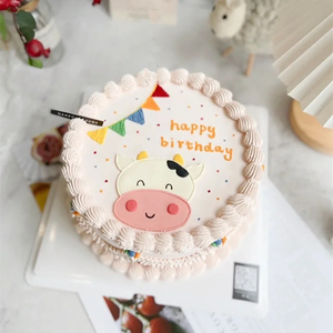 牛宝宝生日蛋糕装饰摆件满月百天一周岁软陶小牛生肖男孩女孩插件