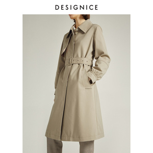 迪赛尼斯秋季新款气质通勤棉感中长款质感挺括风衣大衣女士
