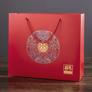 袋红色纸袋礼物袋结婚伴手礼回礼袋茶叶包装袋晴儿被风吹过的夏天