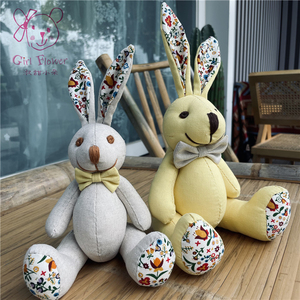 手工布艺diy 关节兔布偶亲子手工作业棉麻娃娃缝纫材料包公仔玩具