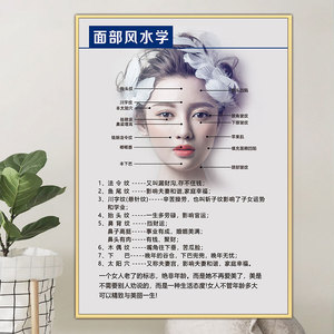 面部风水图微整形海报美容院装饰画轻医美kt板轻奢相框宣传墙挂画