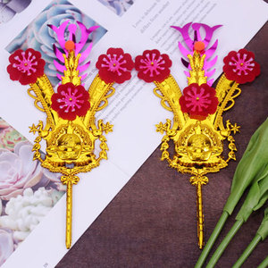 潮汕时区风俗用品礼佛金花 金花红绸寺庙金花 家用插香炉金花1对