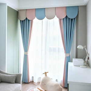 卧室窗帘粉蓝