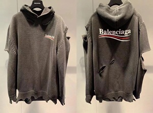 balenciaga 巴黎世家 男女连帽外套破洞潮流时尚针织卫衣代购