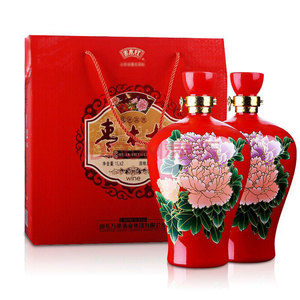 花开富贵枣木杠酒52度礼盒装1000ml两瓶装珍藏山东地方名酒包邮