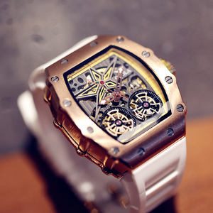 手表男士潮流双陀飞轮机械表全自动镂空防水创意大表盘白石源黄氏