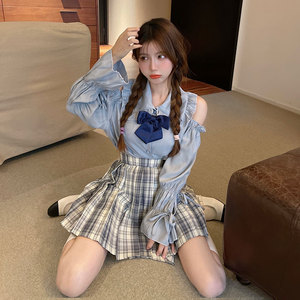 蹦迪成熟御姐女装ktv小姐服制度诱服日系露肩网红jk制服学生套装