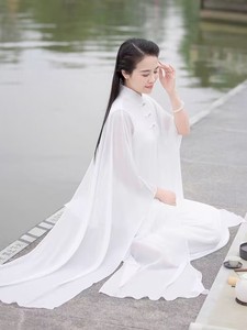 文艺复古茶服女秋季仙气禅舞服白色瑜伽太极晨练连衣裙两件套