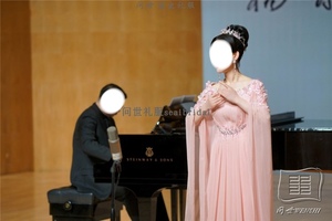 新民歌礼服女长款独唱歌手演出服浅粉色杨西音子个人演唱会礼服