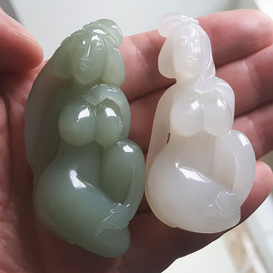新疆和田玉吊坠玉美人裸女美女青玉天然玉石玉坠山料男女挂件玉佩