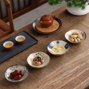 日式釉下彩碟子家用菜碟小吃盘骨碟酱料盘子个性餐具点心碟小贡盘