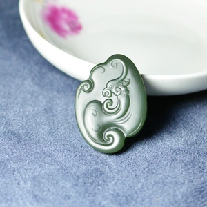 天然和田玉塔青一级细料苏工随形凤凰玉坠 青海青仿古凤凰挂件