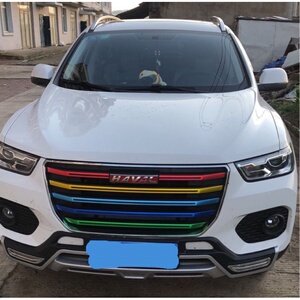 哈弗h6改装h2s中网三色改色贴膜h1h7汽车装饰条哈佛h8h9前脸车贴