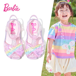 芭比童鞋女童包头凉鞋2024夏季新款儿童果冻鞋塑料凉鞋甜美公主鞋