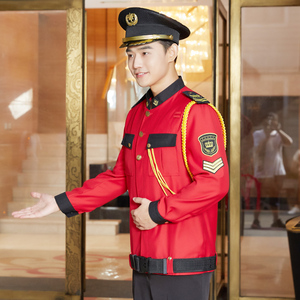 酒店迎宾前台接待秋冬装门童服装门童制服套装门卫行李员工作服男