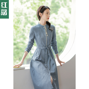 连衣裙女中长款秋季2022年新款女装优雅气质长裙子红念服饰旗舰店