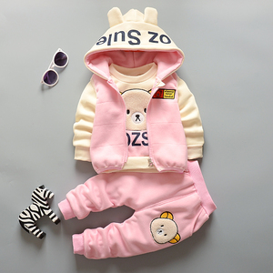 女宝宝秋冬装套装6-12个月婴儿衣服7加绒8加厚9卫衣三件套0半1岁2