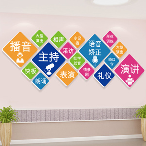 口才教室装饰文化墙贴小主持人播音主持班级布置培训机构墙面贴纸