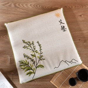 艾绒坐垫办公室艾垫艾草垫子新中式棉麻椅垫屁垫记忆棉座垫40*40