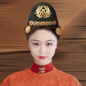 古风发冠皇后狄髻头面明制发髻配饰双凤戏珠发簪花钿汉服唐制头饰