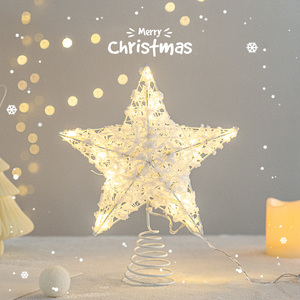 圣诞树顶星星发光挂饰五角星装饰品场景布置装扮圣诞节拍照道具